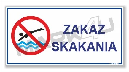 Zakaz skakania| Druk UV na płycie| Basen Kąpielisk