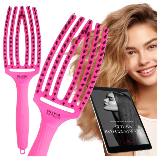 Olivia Garden Finger Brush Neon PINK szczotka do rozczesywania włosów IONIC