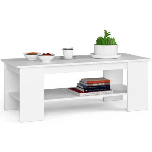 Stolik kawowy biały salon prostokątny 120 cm kółka