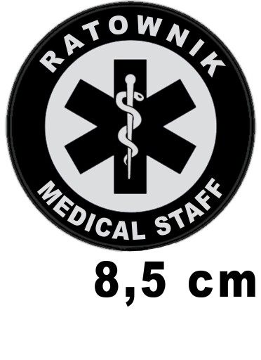 RATOWNIK Medical Staff naszywka emblemat odblaskowy z nadrukiem 8,5 cm