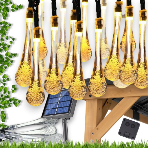 GIRLANDA OGRODOWA SOLARNA LAMPKI SOLARNE OGRODOWE 50X ŻARÓWKAMI 10 METRÓW