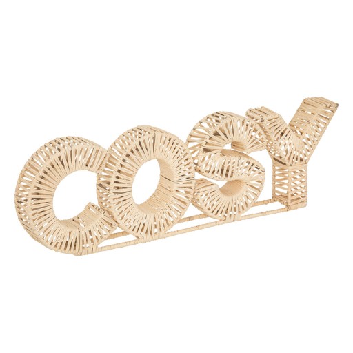 Dekoracja ozdoba rattanowa styl boho napis Cosy