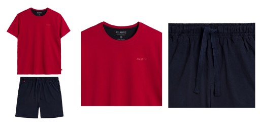 ATLANTIC piżama męska krótki rękaw , spodenki, szorty NMP 370 *XXL*czerwony