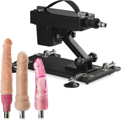 POSUWISTA SEX MASZYNA WIBRATOR - 420 RUCHÓW/MINUTĘ + 3 X DILDO PENIS ZESTAW