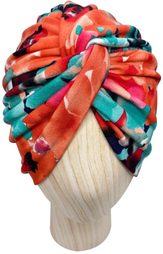 Turban onkologiczny wiskoza CIENKI Czerwone Maki