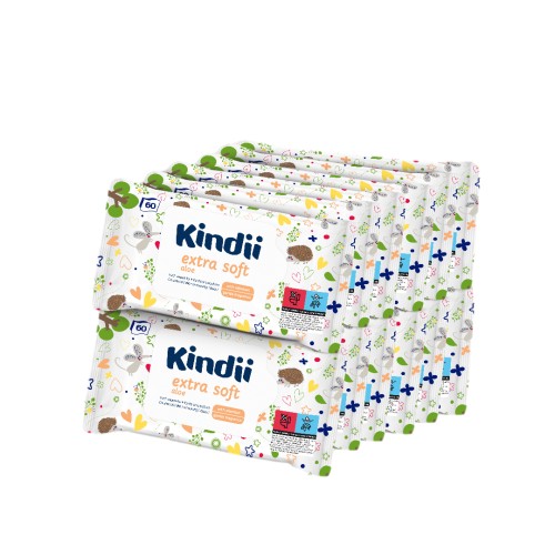 Chusteczki nawilżane Kindii Extra Soft 12x60 szt.