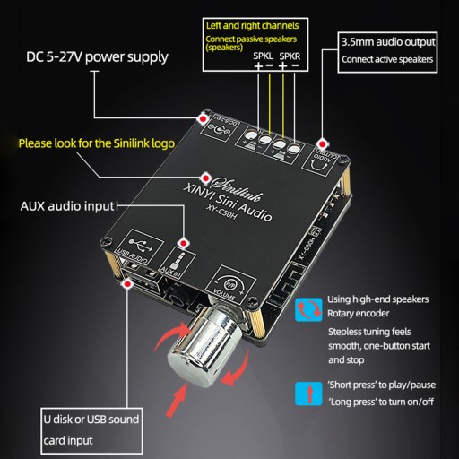 XY-C50H 50Wx 2 kontrola aplikacji wzmacniacz Audio