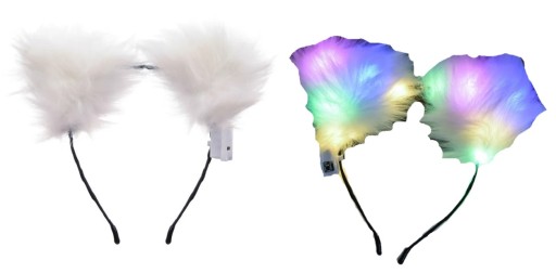 COSPLAY FURRY ŚWIECĄCE USZY NA OPASCE LED FUTRZAK ZWIERZAK wysyłka z PL