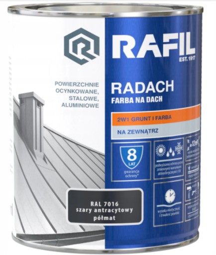RAFIL RADACH FARBA NA DACH SZARY ANTRACYTOWY RAL 7016 0,75L