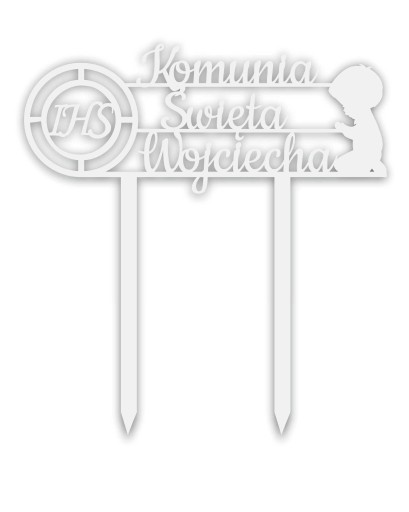 Biały topper na tort komunijny TKB-10