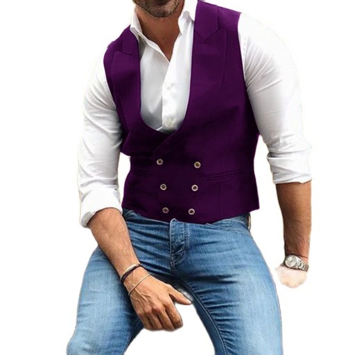 Men's Suit Vest Double Breasted Wedding Groom Vest