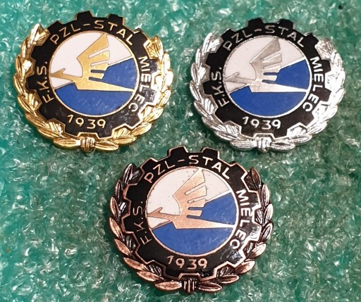 ODZNAKA FKS-PZL STAL MIELEC HONOROWA - ZŁOTA SREBRNA BRĄZOWA - KOMPLET