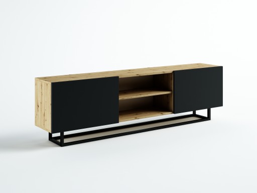 SZAFKA RTV LOFT 160 ARTISAN CZARNY MAT STELAŻ