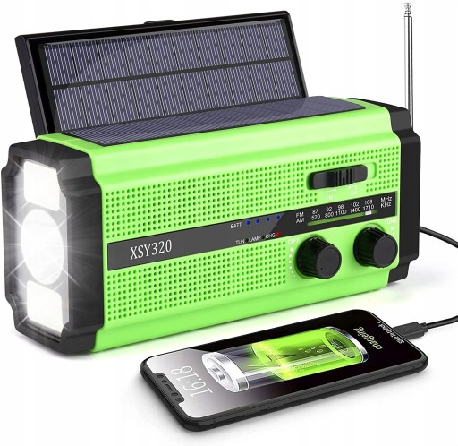 RADIO SOLARNE KORBA LATARKA POWERBANK 5000mAh SOS