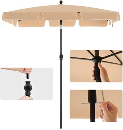 PARASOL OGRODOWY PLAŻOWY TARASOWY beże i brązy 200 x 240 cm