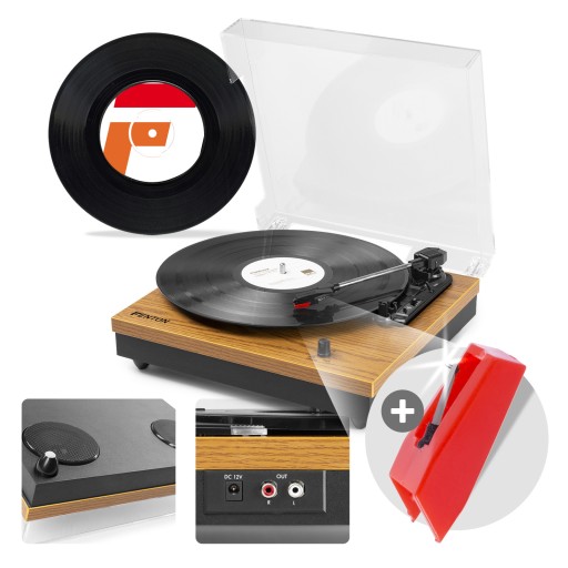 Gramofon z głośnikami i bluetooth klasyk+ winyl+ zapasowa igła GRATIS