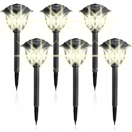 6x Lampa Solarna LED ogrodowa wbijana słupek 47 cm