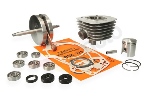 WSK 125 WAŁ KORBOWY CYLINDER żeliwny ŁOŻYSKA KPL