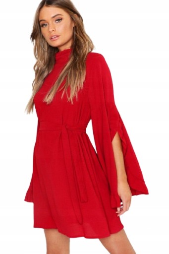 BOOHOO SUKIENKA MINI Z OZDOBNYMI RĘKAWAMI L