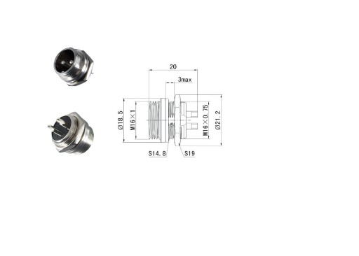Złącze wtyk mikrofonowe NC 2pin 812 na panel