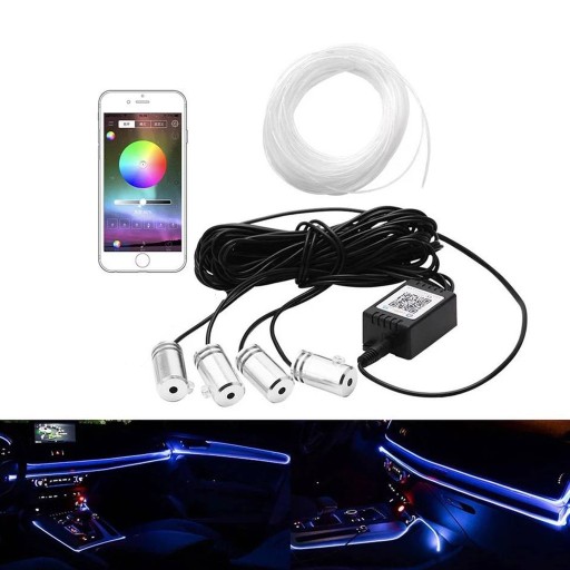 LISTWY RGB LED DO OŚWIETLENIA WNĘTRZA AUTA