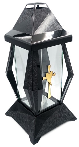 Śliczny DUŻY znicz VERSO CZARNY ZE ZŁOTĄ APLIKACJĄ GLAMOUR 38 cm wkład