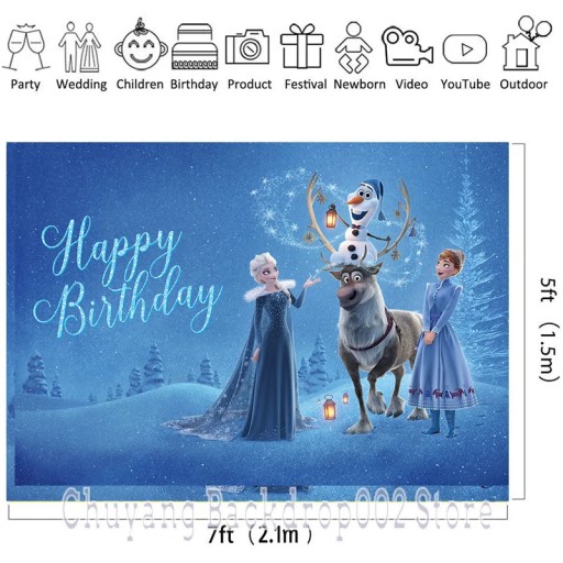 TŁO FOTOGRAFICZNE do 150x210cm mrożone Anna Elsa Olaf marz