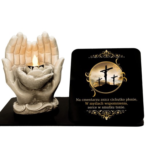 ZNICZ LED STATUETKA NA CMENTARZ GRÓB DUŻA WIECZNA LAMPKA DOSTOJNY LAMPION
