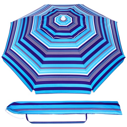 PARASOLKA PLAŻOWA W PASKI PARASOL PIASKOWY Z OCHRONĄ UV ODDYCHAJĄCYM 6,5FT