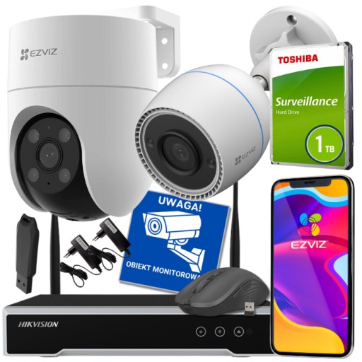 Zestaw monitoringu WiFi EZVIZ - Monitoring zewnętrzny z rejestratorem WIFI