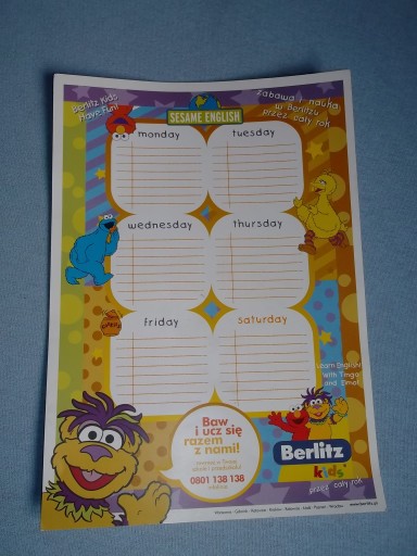 Plan lekcji A4 - SESAME ENGLISCH - muppet show