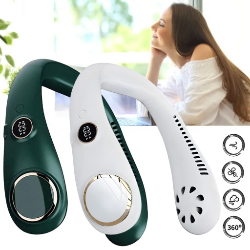 OSOBISTY WENTYLATOR CHŁODZĄCY Z PRZEPŁYWEM POWIETRZA 360°, 4000 MAH, DOMU