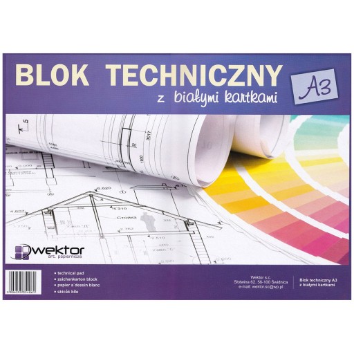 BLOK TECHNICZNY BIAŁY A3 Wektor 160 g 10 arkuszy