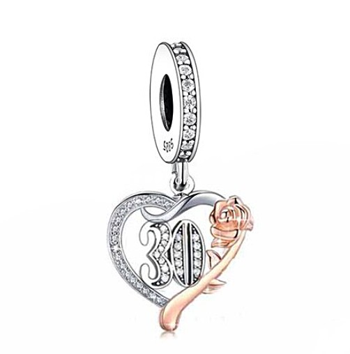 CHARMS ZAWIESZKA 30 URODZINY ROCZNICA SERCE RÓŻA