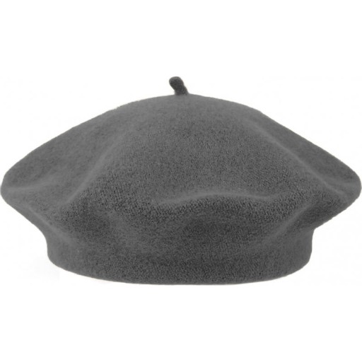 Beret damski klasyczny EVITA 100% wełna grafitowy