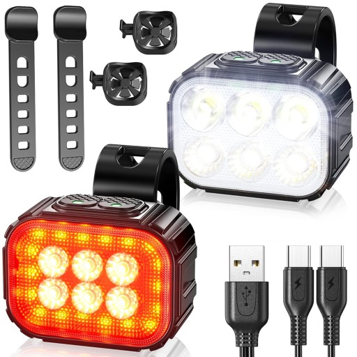 Lampki Rowerowe Przód i Tył Zestaw USB