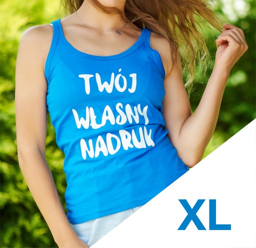 KOSZULKA NA RAMIĄCZKA DAMSKA Z NADRUKIEM LOGO XL