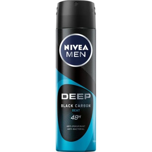 NIVEA MEN Antyperspirant męski w sprayu DEEP BLACK CARBON BEAT, 150 ml