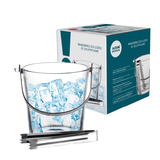 Wiaderko do lodu ze szczypcami pojemnik na kostki cooler Altom Design 0,9 l