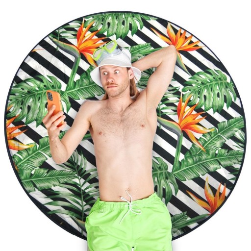 Duża MATA PIKNIKOWA plażowa ogrodowa okrągła koło koc ręcznik 138 cm