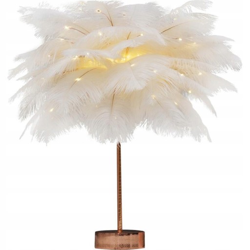 Lampa z Ostrich Piór - Luksusowa - Prawdziwe Pióra
