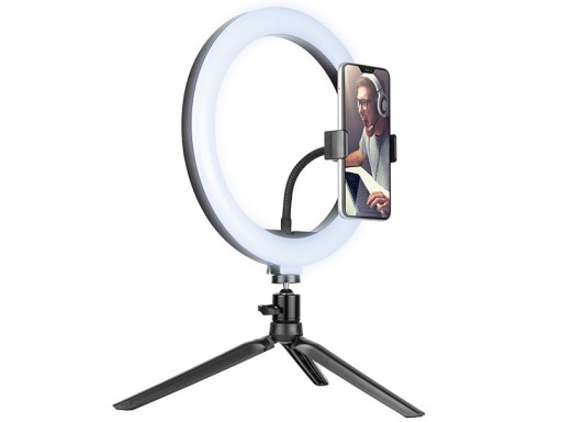 LAMPA PIERŚCIENIOWA RING LED ZE STATYWEM SELFIE