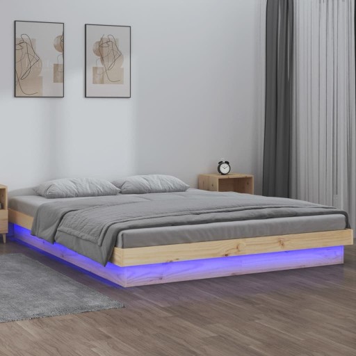 RAMA ŁÓŻKA Z LED 120X200CM LITE DREWNO