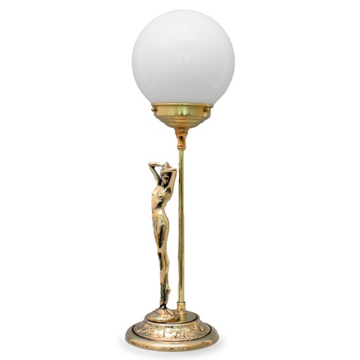Lampa Art Deco z Figurą Kobiety Złota