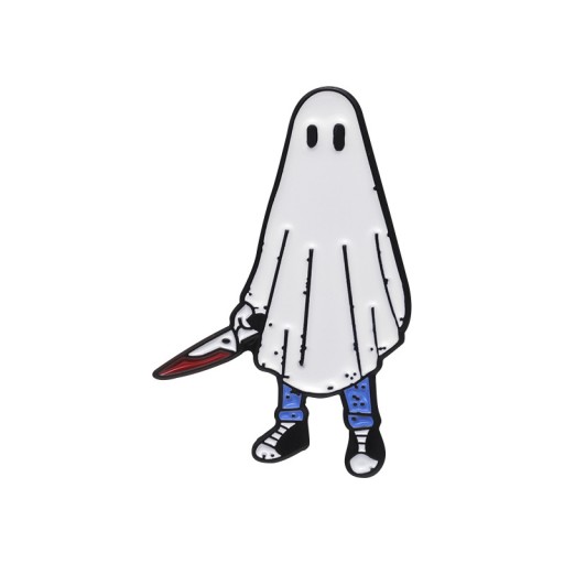 Metalowa Przypinka Horror Ghost Man Duch z Nożem Knife Pin