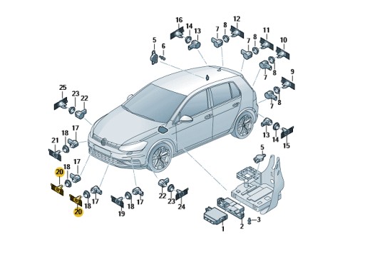 UCHWYT CZUJNIKA PARKOWANIA VW GOLF VII ORYGINAŁ 5G0919493J