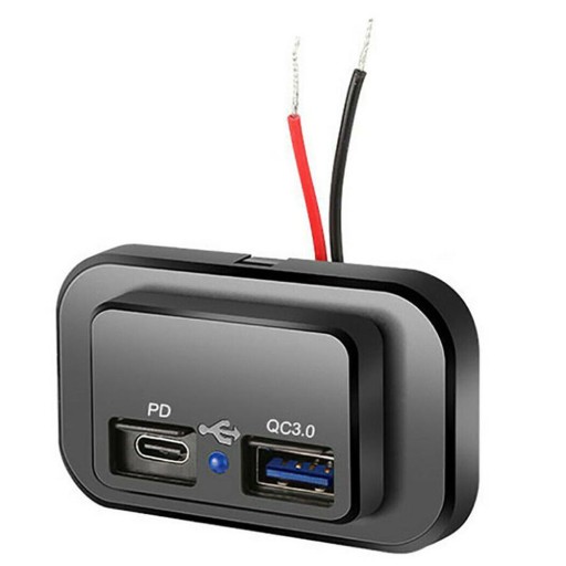 ŁADOWARKA SAMOCHODOWA GNIAZDO USB3.0 TYP-C PD 12V