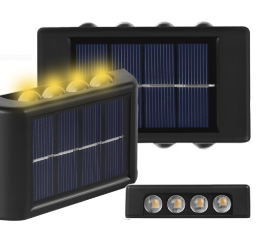 LAMPA SOLARNA NA DZIAŁKĘ KINKIET 8 LED WODOODPORNA
