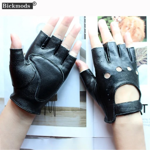 Leather Half-Finger Gloves Female Fitness Fashion Driver Driving