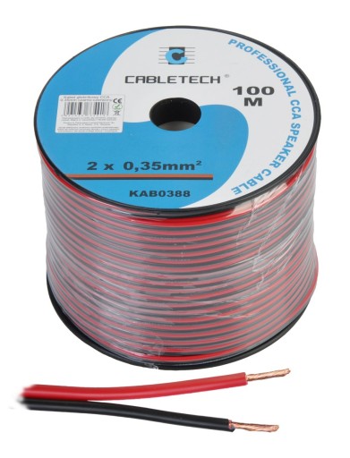 Kabel głośnikowy CCA 0.35mm czarno-czerwony 1m/b